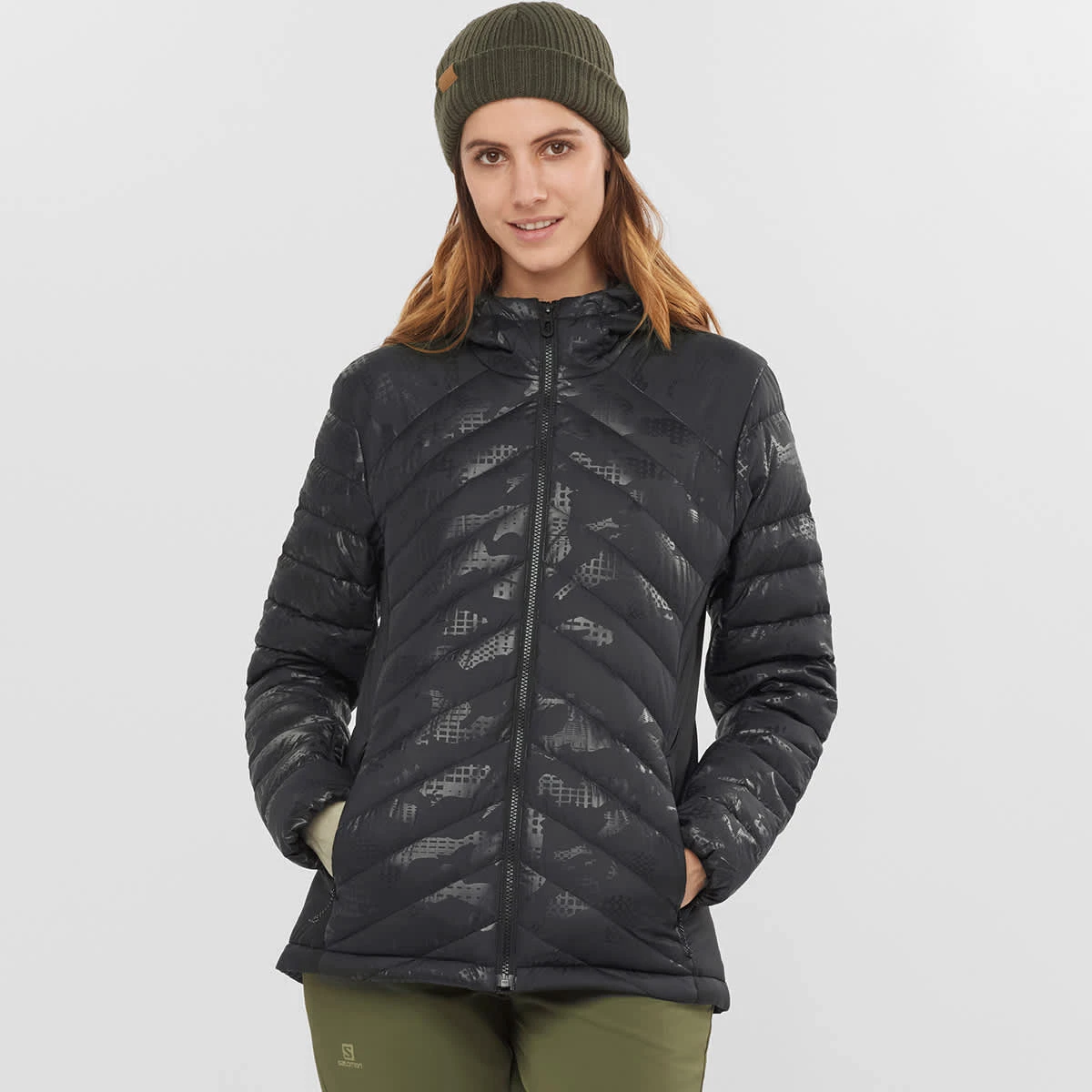 SALOMON TRANSITION DOWN HOODIE W BLACK/HE 22 2 SALOMON TRANSITION DOWN HOODIE W BLACK/HE 22 – Image 2