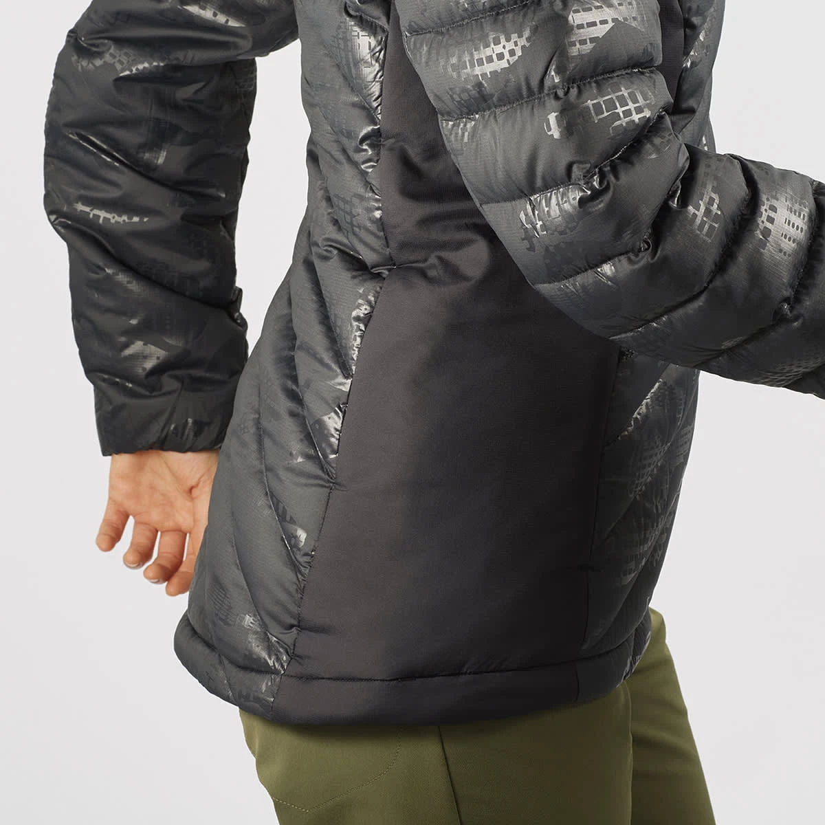 SALOMON TRANSITION DOWN HOODIE W BLACK/HE 22 5 SALOMON TRANSITION DOWN HOODIE W BLACK/HE 22 – Image 5