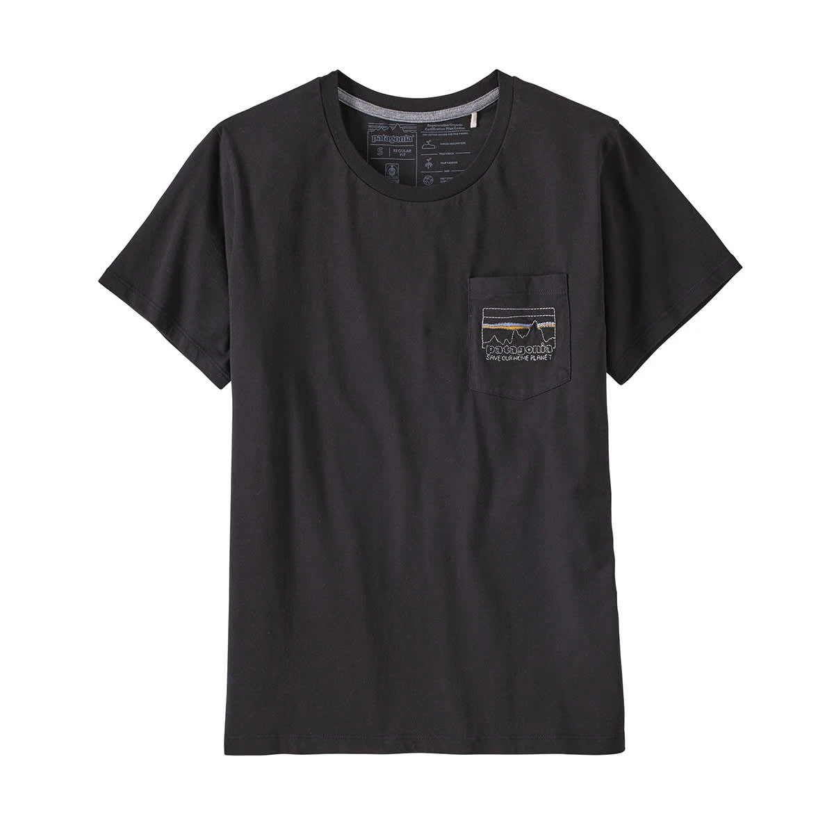 PATAGONIA W'S '73 SKYLINE ORGANIC EASY CUT POCKET TEE BLACK 23 1 PATAGONIA W'S '73 SKYLINE ORGANIC EASY CUT POCKET TEE BLACK 23