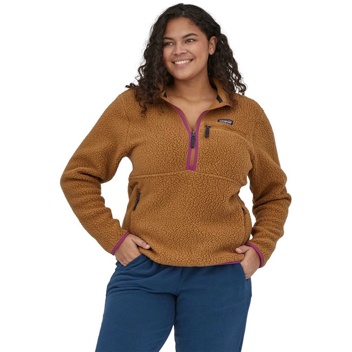 PATAGONIA W'S RETRO PILE P/O MARSUPIAL NEST BROWN W/AMARANTH PINK 23 2 PATAGONIA W'S RETRO PILE P/O MARSUPIAL NEST BROWN W/AMARANTH PINK 23 – Image 2