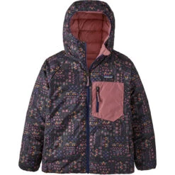 PATAGONIA K'S REVERSIBLE DOWN SWEATER HOODY WANDERING WOODS: INK BLACK 23 -Vêtements De Ski Boutique 9 110880 boys reversible down sweater hoody wandering woods ink black 68640 wabk 04
