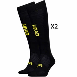 HEAD SKI GRAPHIC KNEEHIGH 2 PAIR BLACK YELLOW 23