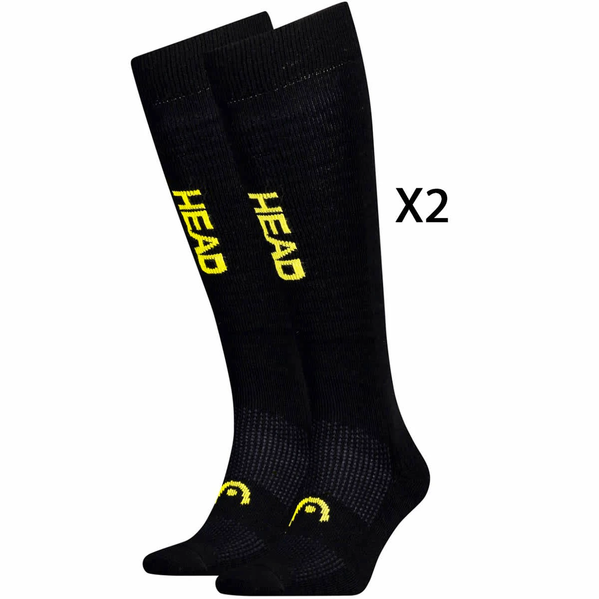 HEAD SKI GRAPHIC KNEEHIGH 2 PAIR BLACK YELLOW 23 1 HEAD SKI GRAPHIC KNEEHIGH 2 PAIR BLACK YELLOW 23
