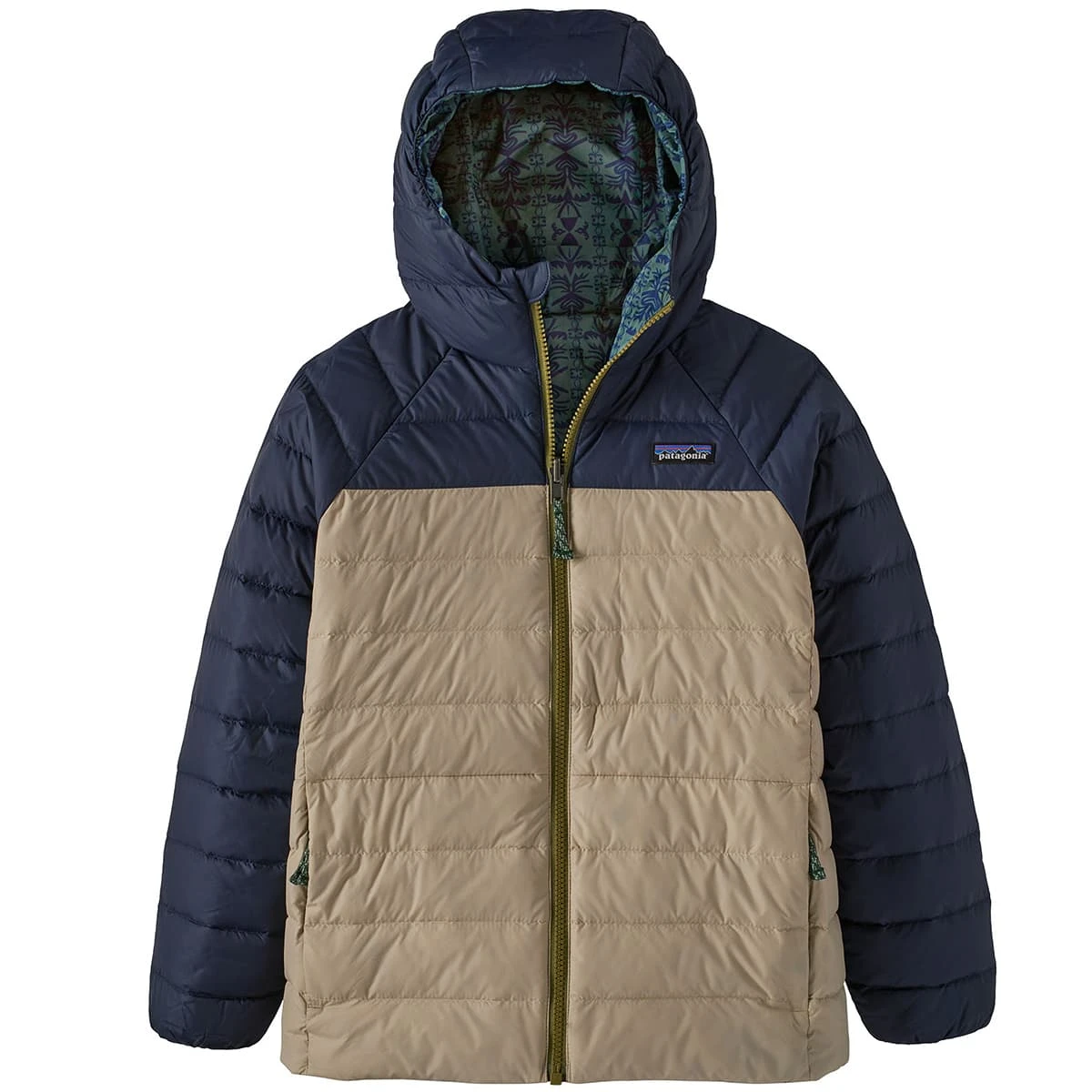 PATAGONIA K'S REVERSIBLE DOWN SWEATER HOODY TREELINE: NEW NAVY 23 2 PATAGONIA K'S REVERSIBLE DOWN SWEATER HOODY TREELINE: NEW NAVY 23 – Image 2