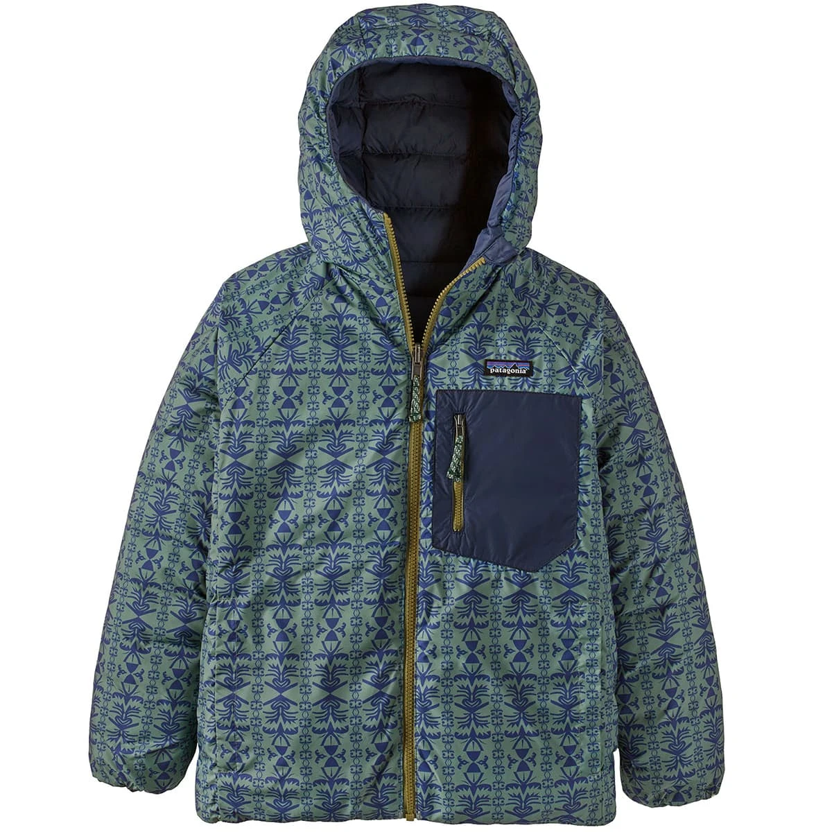 PATAGONIA K'S REVERSIBLE DOWN SWEATER HOODY TREELINE: NEW NAVY 23 3 PATAGONIA K'S REVERSIBLE DOWN SWEATER HOODY TREELINE: NEW NAVY 23 – Image 3