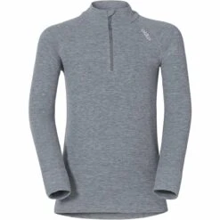 ODLO TS ML WARM ZIP JR GREY MELANGE 20