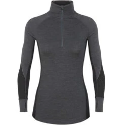 ICEBREAKER WMNS 260 WINTERZONE LS HALF ZIP JET HEATHER/BLACK 23