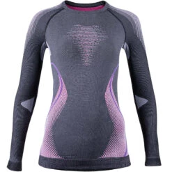 UYN LADY EVOLUTYON UW SHIRT LG SL MELANGE ANTHRACITE MELANGE/RASPBERRY/PURPLE 22