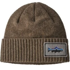 PATAGONIA BRODEO BEANIE FITZ ROY TROUT PATCH ASH TAN 23