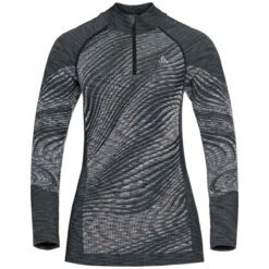 ODLO BLACKCOMB ECO BL TOP TURTLE NECK L/S HALF ZIP W BLACK SPACE DYE 23
